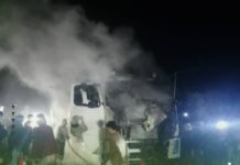 احتراق قاطرة ديزل بمفرق حبيش في إب دون إصابات